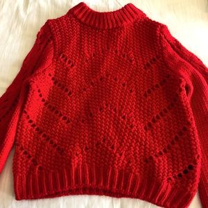 H&M Red Puff-Sleeve Sweater